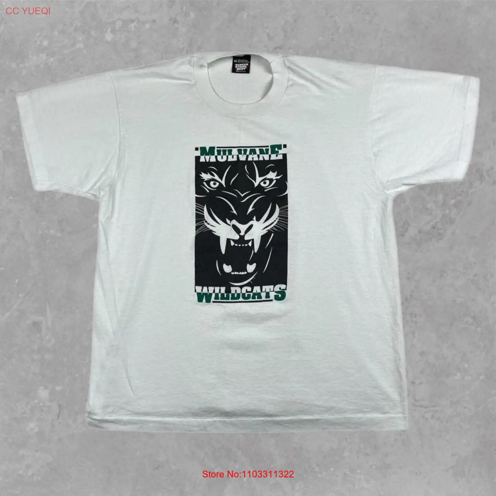 Белая Винтажная футболка с изображением диких кошек