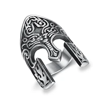 man viking warrior helmet ring scandinavian pagan norse rune spartan mask helmet rings for men totem amulet jewelry