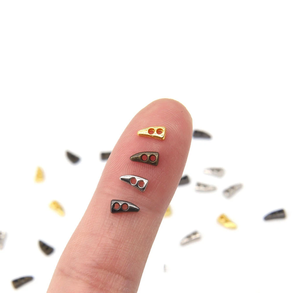 

6x3mm Mini Metal Horn Buckle 2-hole Buttons for DIY Crafts Doll Clothes Sewing Dollmaking Accessories Card Making Scrapbooking