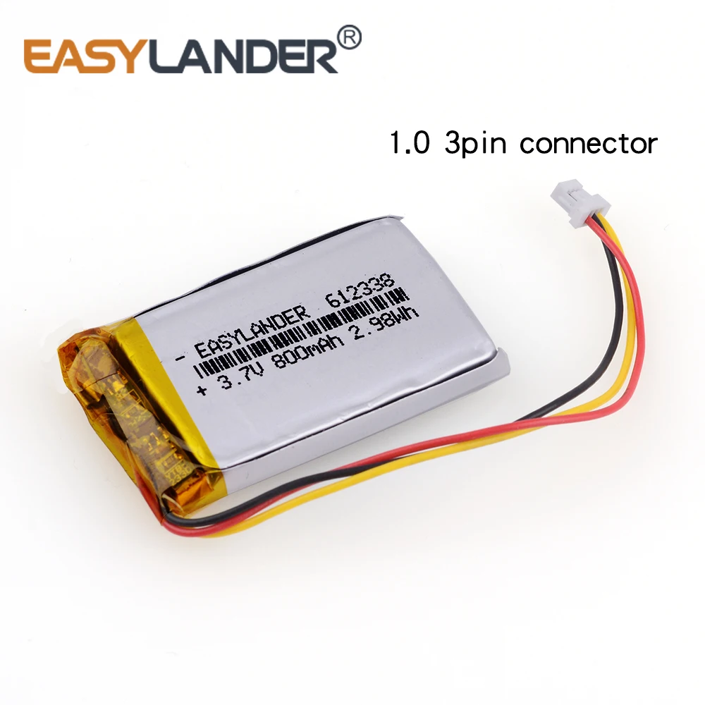 612338 3,7 V 800mAh перезаряжаемый литий-полимерный аккумулятор для игрушек, Зеркальный Цифровой видеорегистратор, зеркальный мини HD50G HD70G iBox Pro-800