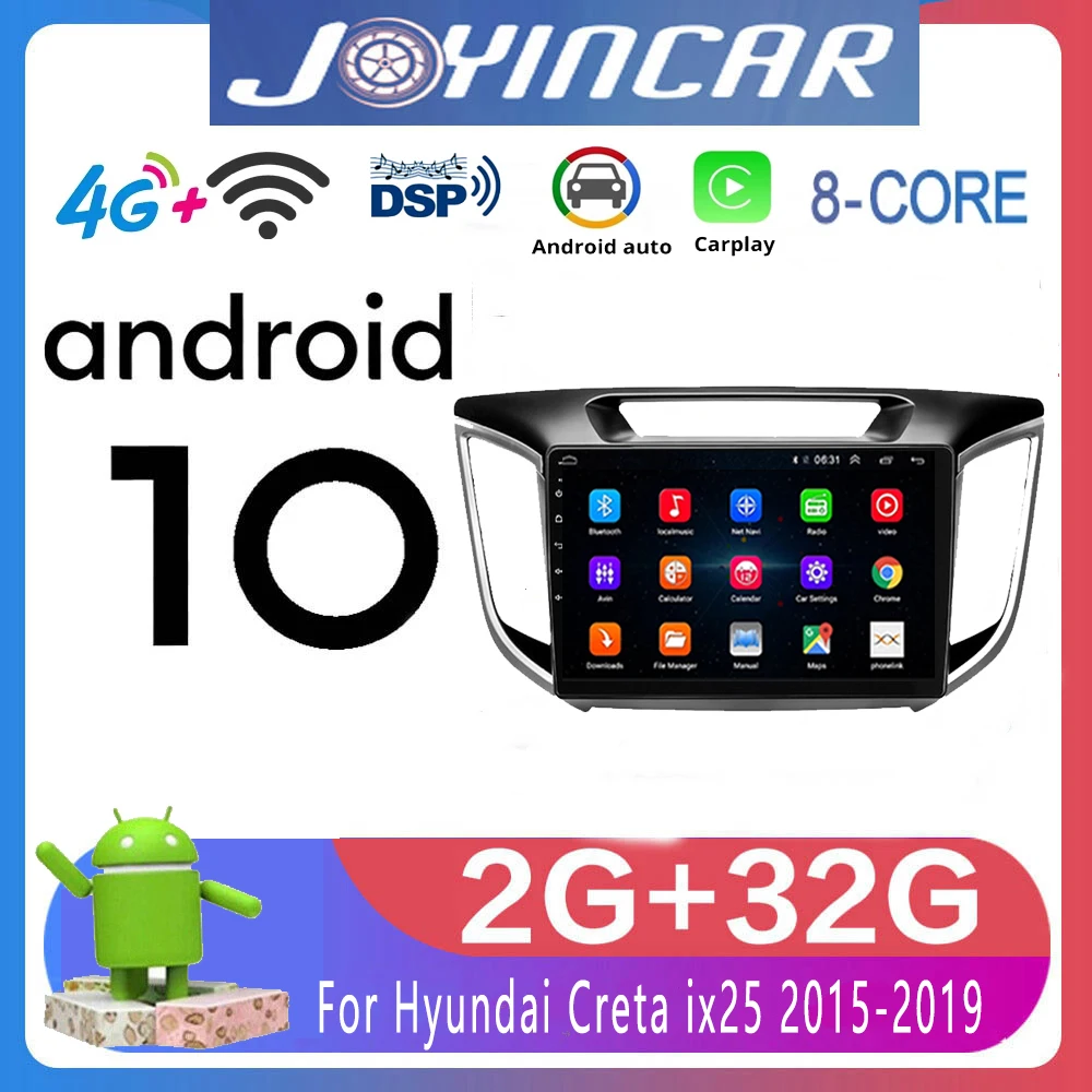 

Автомобильный радиоприемник Carplay DSP Android для Hyundai Creta IX25 2015-2019, автомобильный мультимедийный экран Tesla, вертикальный экран, GPS-навигация, стере...