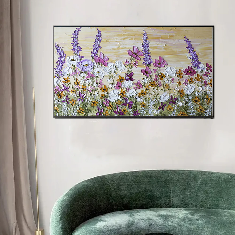 

HUACAN Современная 100% ручная роспись цветочный пейзаж картина маслом холст настенная живопись без рамки картины Настенная картина художестве...