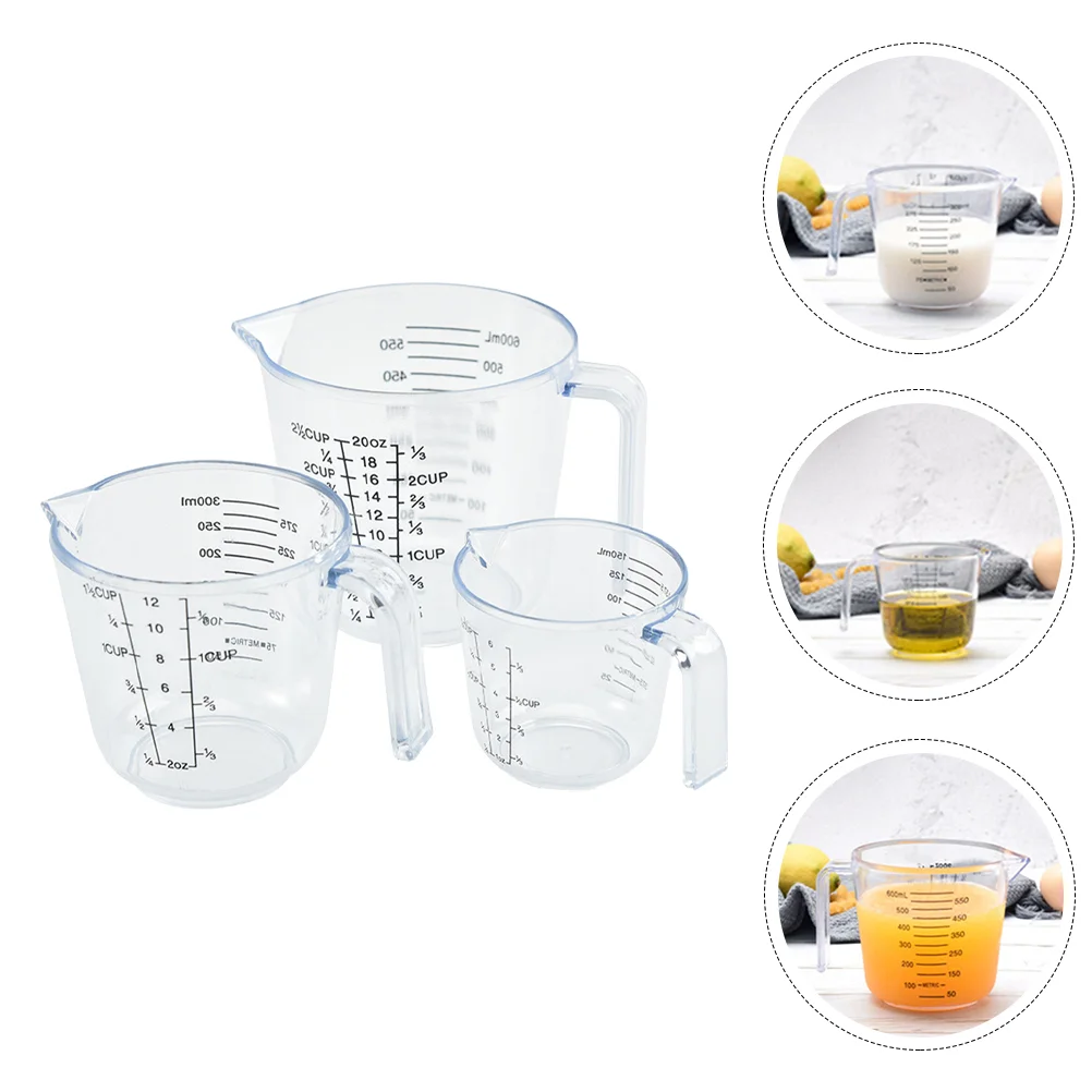

3 Pcs Glass Coffee Mug Lid Measurement Cups Baking Containers Liquids Set Nesting Measuring Non Stick Graduated