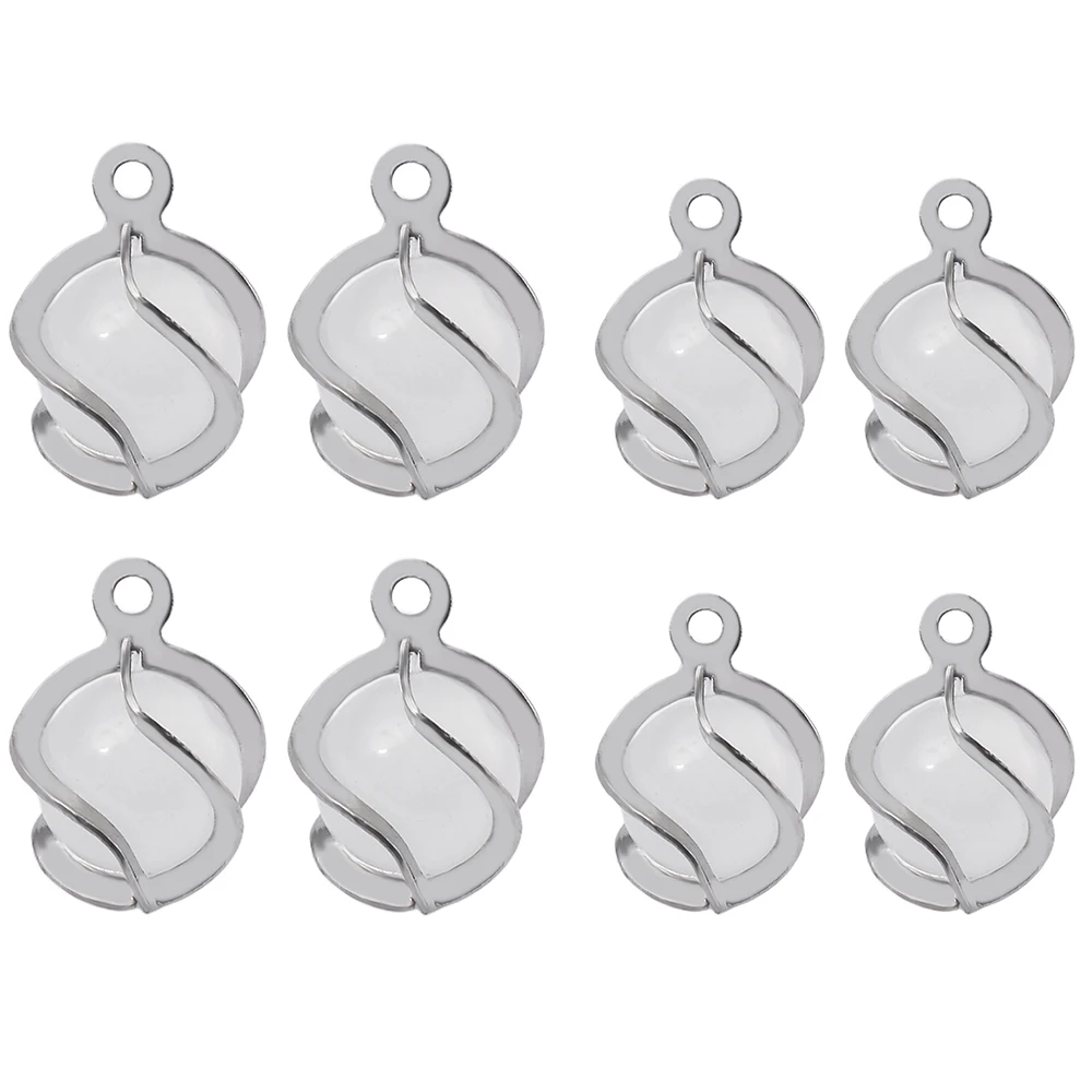 20pcs Stainless Steel Retro Round White Natural Stone Pendant for Women Necklace Earrings Making Supplies Jewelry Materials