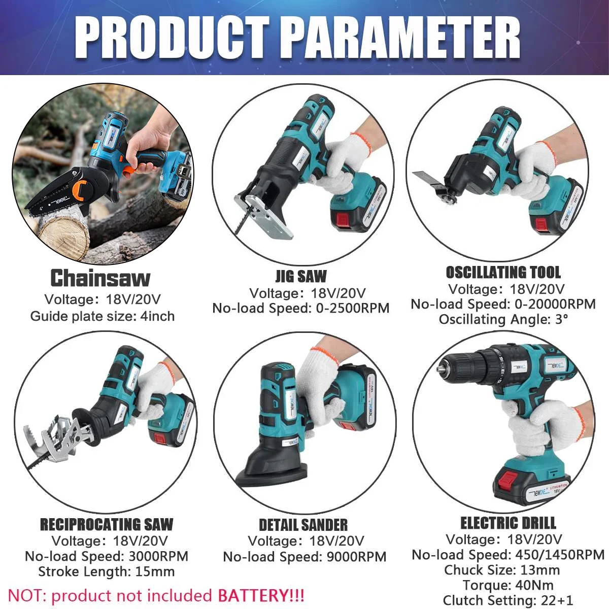 6-in-1Multi Power Tool Electric Drill Reciprocating Saw Oscillating Tool Jig Saw Sander Combo Kit Replaceable Head For Makita images - 6