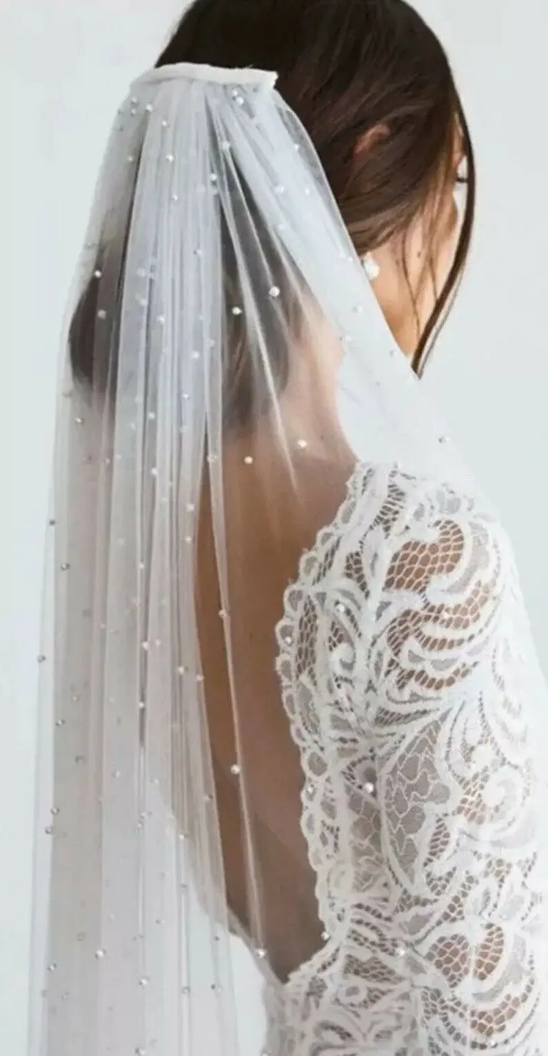 

Bridal Pearl White Cathedral 300cm Veil 1 Tier Luxury Soft Tulle Cut Edge & Comb