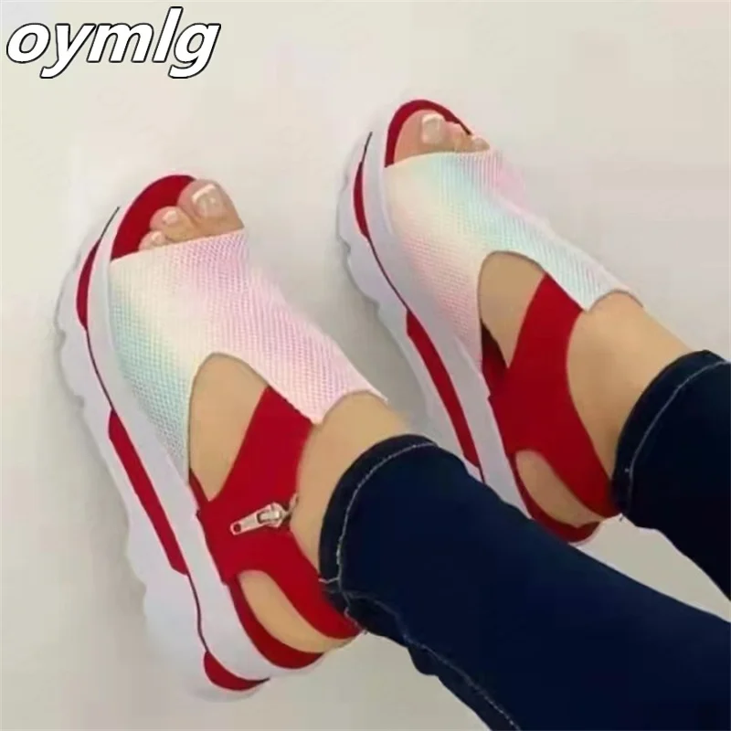 

Large size sandals women's 2022 summer new thick-soled fish mouth flying weaving women's sandals casual beach shoes