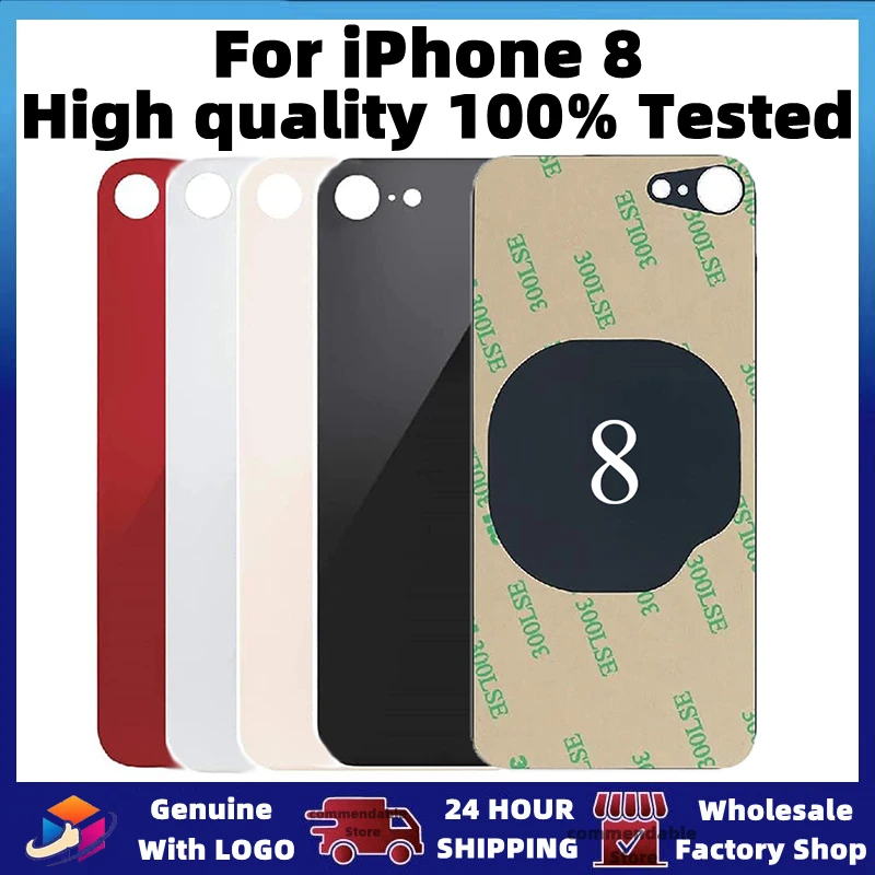 

Задняя панель для iPhone 8, Крышка батарейного отсека, запасные части, новинка, высокое качество, корпус с логотипом, заднее стекло с большим отверстием для камеры