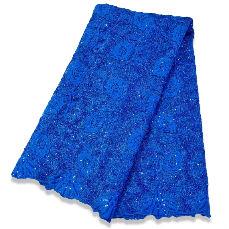 

5 Yards African Lace Fabric 2022 Royal Blue Lace Fabric Nigerian Net Fabric Guipure Cord Tulle French Wedding Dress Lace Fabric
