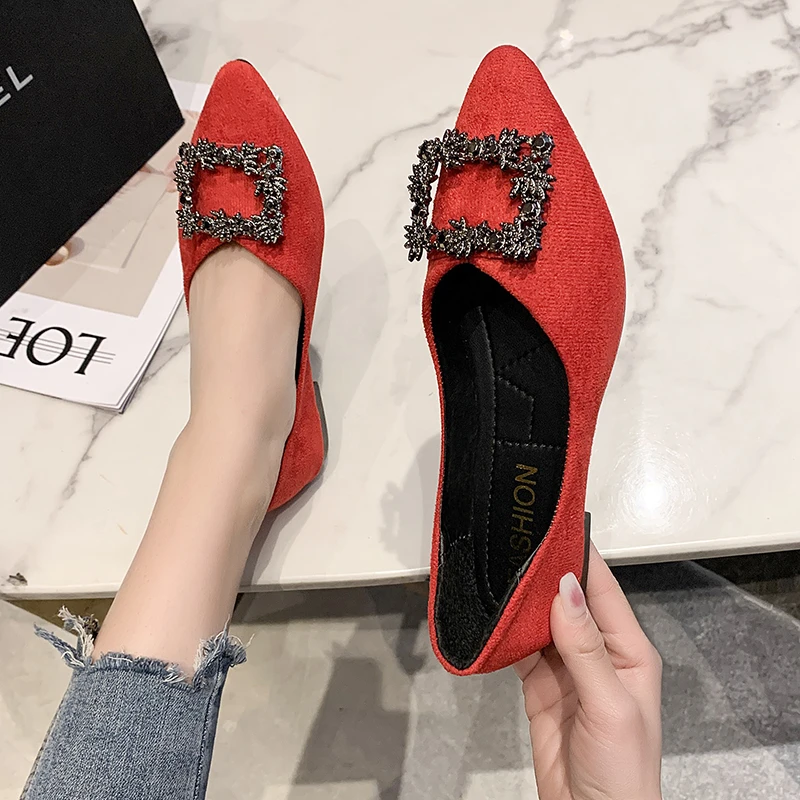 

Crystal Buckle Satin Flats Woman Espadrilles Shallow Loafers Sneakers Women Shoes Pointed Toe Moccasins Plus Size 2022