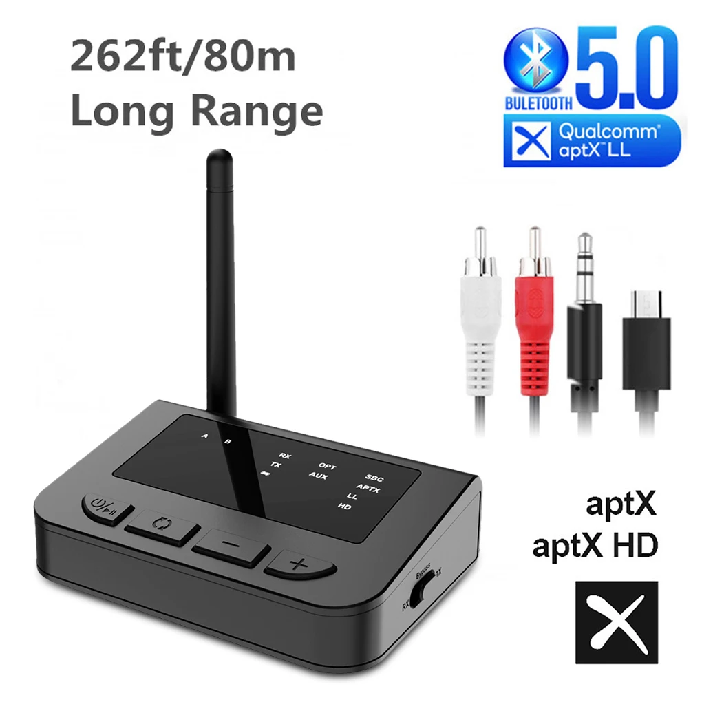 

Transmitter Bluetooth-compatible Low Latency Aptx HD Stereo Receiver Dual Aerials 3.5mm Jack Music Audio Adapter Speaker