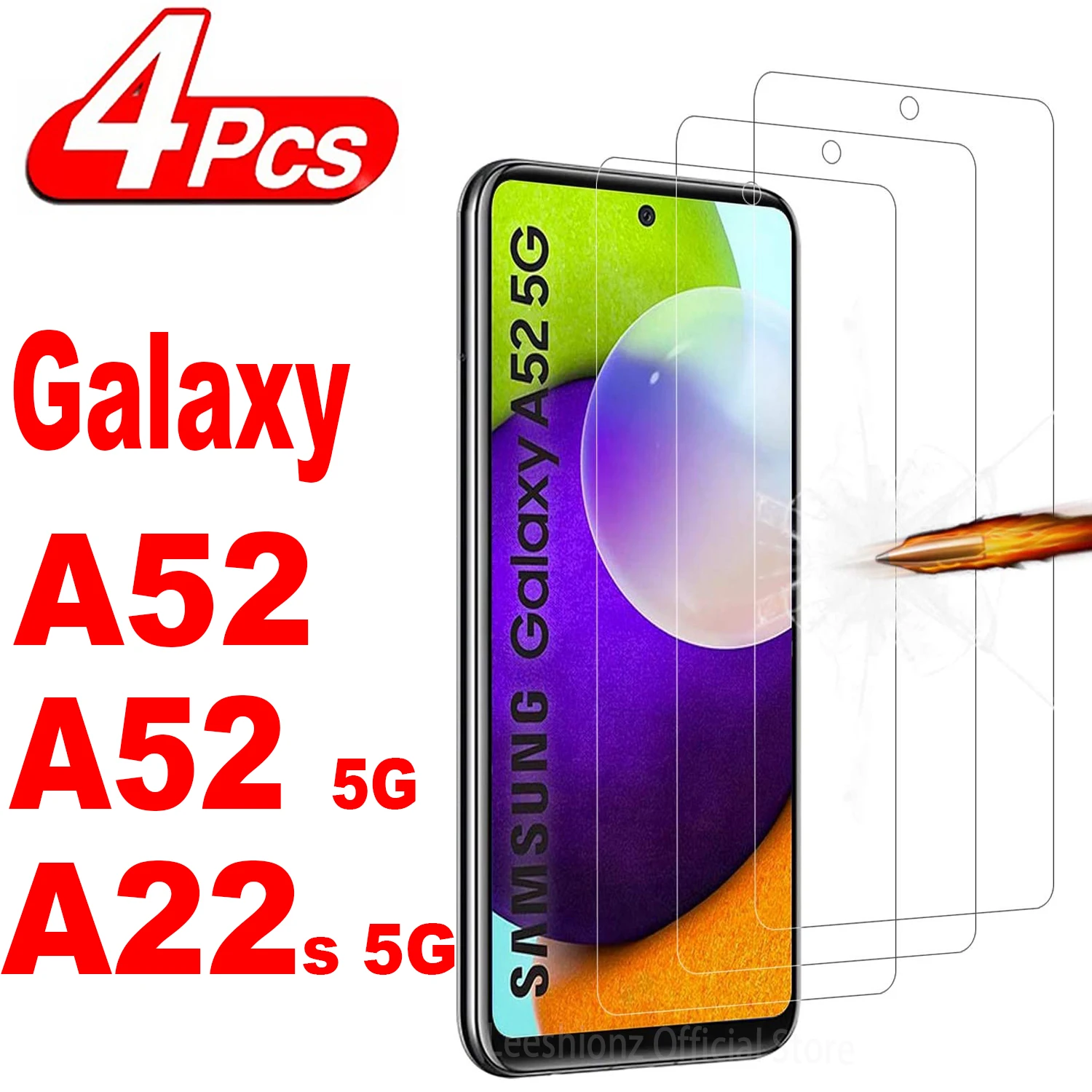 2/4Pcs Screen Protector Glass For Samsung Galaxy A52 A52-5G A52s 5G Tempered Glass Film