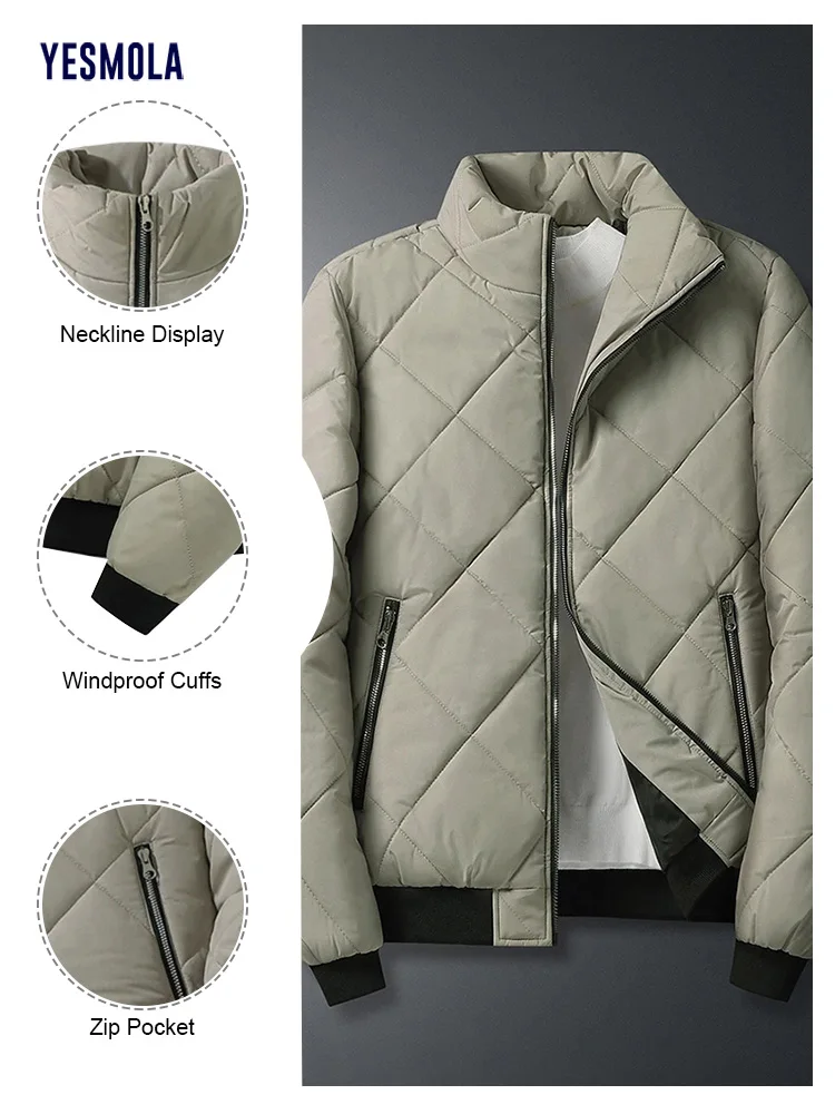 YESMOLA Cotton Padded Jacket Men's Autumn Winter Parkas Coat Men 2022 New Casual Thick Warm Outwear Male Clothing
