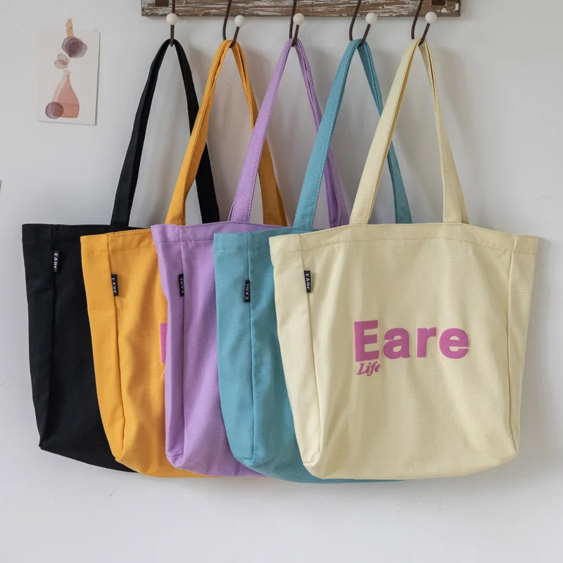 

Women's Canvas Casual Tote Large Capacity Letter Bag Female Designer Shoulder Fashion Shopping Travel Handbags for Mall Shop