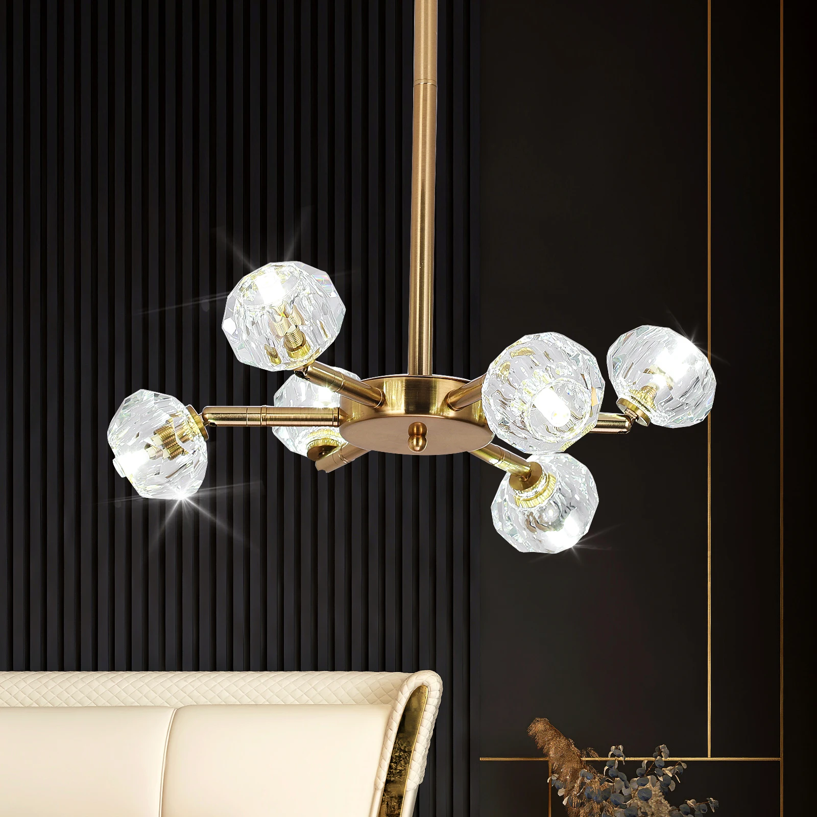 Modern Copper Crystal Led Ceiling Lamp Chandelier Light Living Dining Room Decor Sconce G9 Indoor Pendant Fixture Hotel Luminair