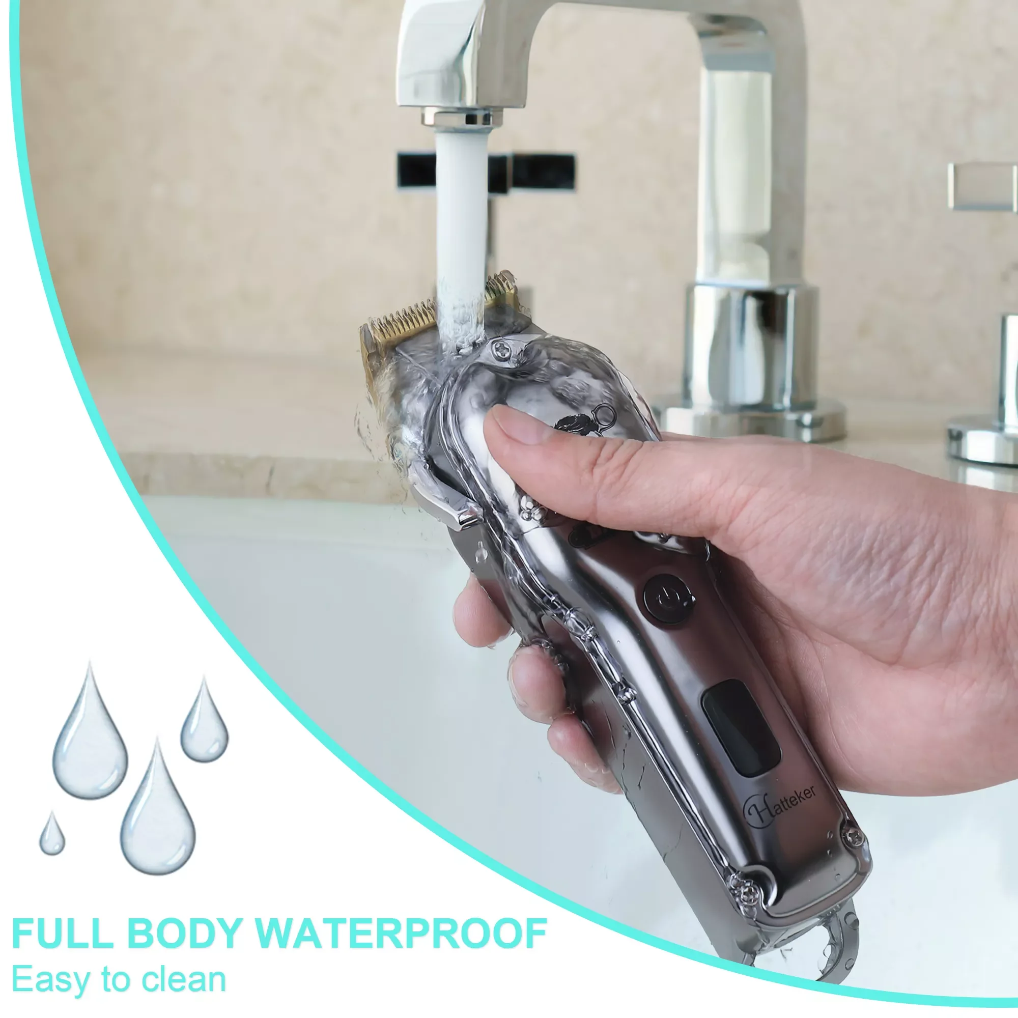 

Машинка для стрижки волос HATTEKER, мужской триммер для бороды, профессиональный беспроводной Перезаряжаемый Набор для стрижки волос, Парикмах...