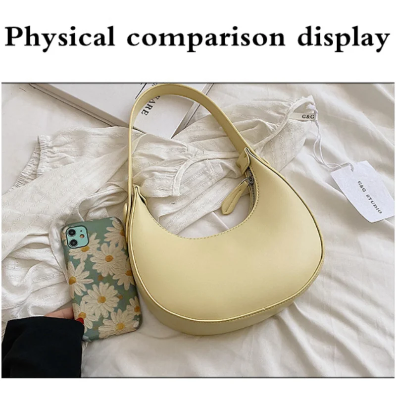 Women's Fashion Simple Trend Hand Bag Simple Underarm Tote One Shoulder Handbags for Women Solid Color Retro Purses and Handbags