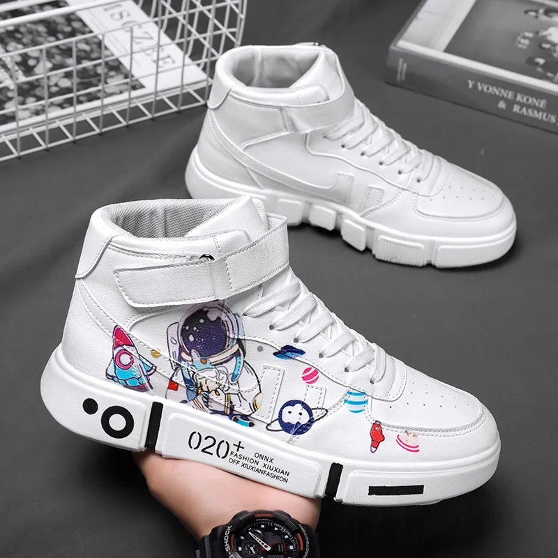 

Tenis Feminino Men Women High-top Skateboard Shoes Trend Casual Sport Shoes Wear Resisting Couple Shoes White Vulcanize Sneakers