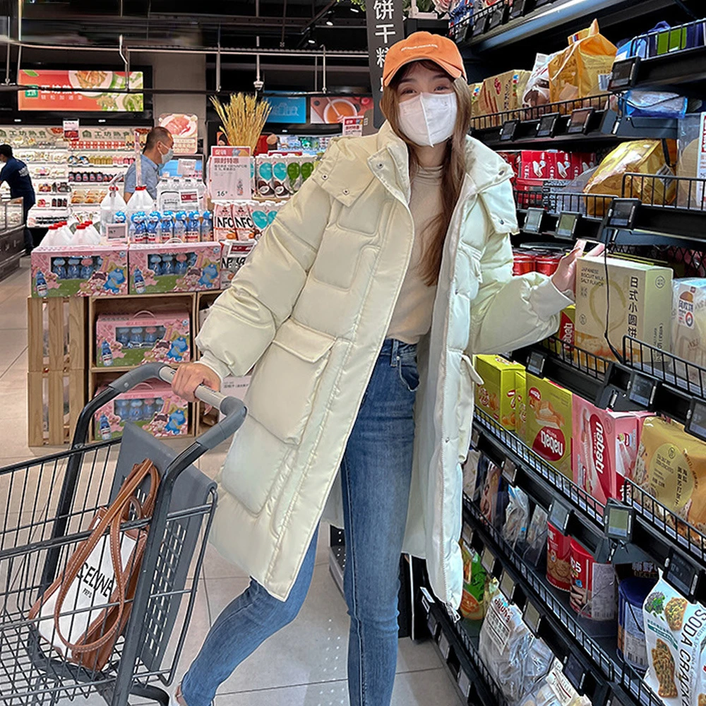2023 new winter down cotton-padded jacket women's long Korean version of loose and thick bread jacket jacket
