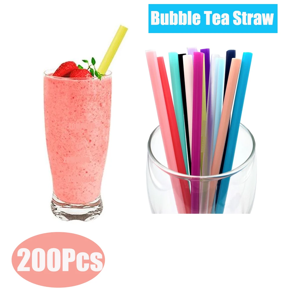 

Milkshake Straw Bubble Milktea Large Smoothies Party 50-200pcs Home Tea Bar &black Colorful Straws Wedding Drinking Accessories