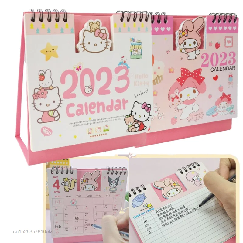 Kawaii Sanrio Hello Kitty 2023 Desktop Desk Calendar Anime My Melody Girl Heart Cute New Year Calendar Birthdays Plans NoteBook