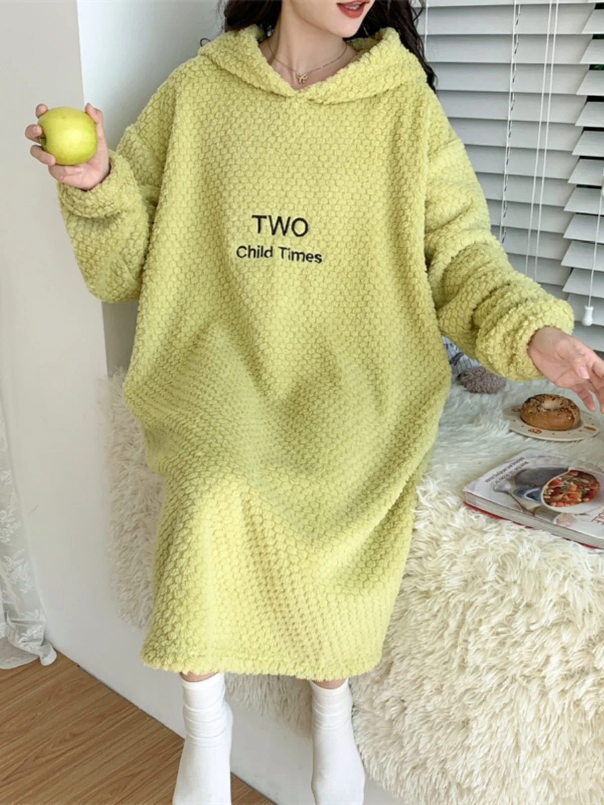 Осень и зима ночная рубашка больших размеров женская пижама из кораллового флиса