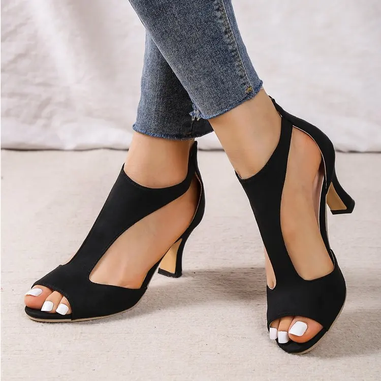Summer Women Suedes Thick heel Sandals Bohemian Handmade Ladies Casual Comfortable Espadrilles Platform Pumps Shoes Heels Large