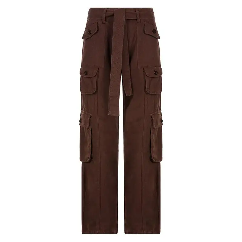 Women Retro Loose Cargo Denim Jeans Pockets Fashion Casual Vintage Joggers for Woman