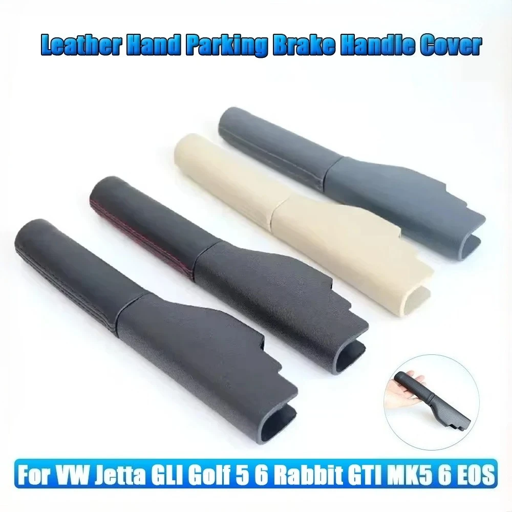 Фото Кожаный чехол ручного тормоза для VW Jetta GLI Golf 5 6 Rabbit GTI MK5 6 EOS, аксессуары для ручной парковки, автоместные аксессуары 1K0711461A №1