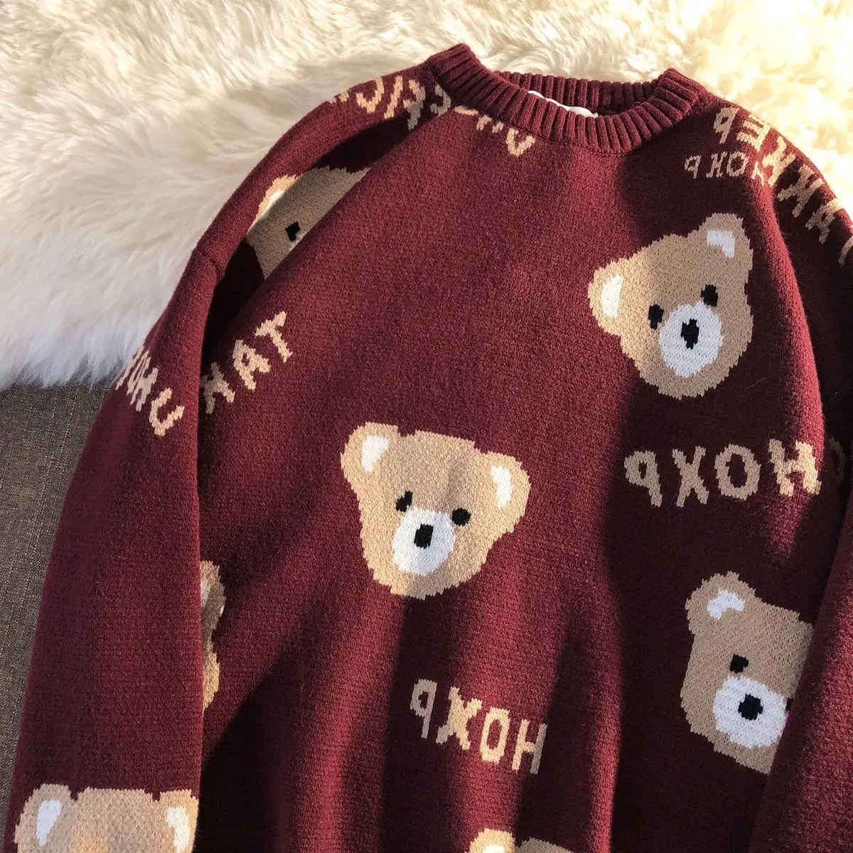 

2023 Christmas Winter Women Fashion Oversized Teddy Bear Knitted Sweater women Vintage Long Sleeve Female Causal Pullovers Chic
