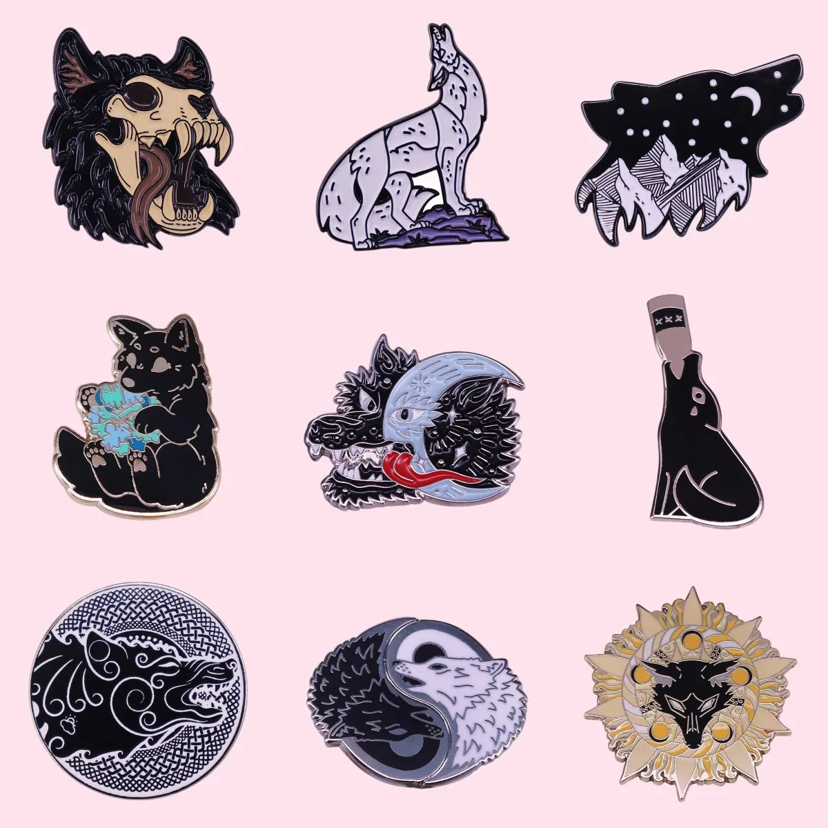 

Animals Wolf Enamel Pin Custom Nature Savage Yin Yang Badge Backpack Black Gothic Lapel Brooch Jewelry Gift for Friend Wholesale