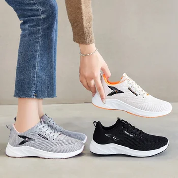 Fashion Women's Sneakers 2023 New Comfortable Light Breathable Tennis Platform Knitted Sneakers Running Shoes Outdoor Walk Shoes 1