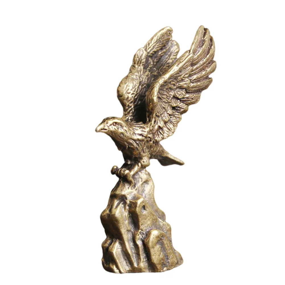 

Eagle Statue Figurine Bird Brass Animal Figurines Sculpture Decor Desktop Shui Feng Bald Hawk Copper Gifts Retro Decoration