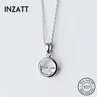 Ожерелье INZATT из минималистского уникального дизайна с круглым кристаллом и подвеской из серебра 925 пробы, модные ювелирные украшения для женщин