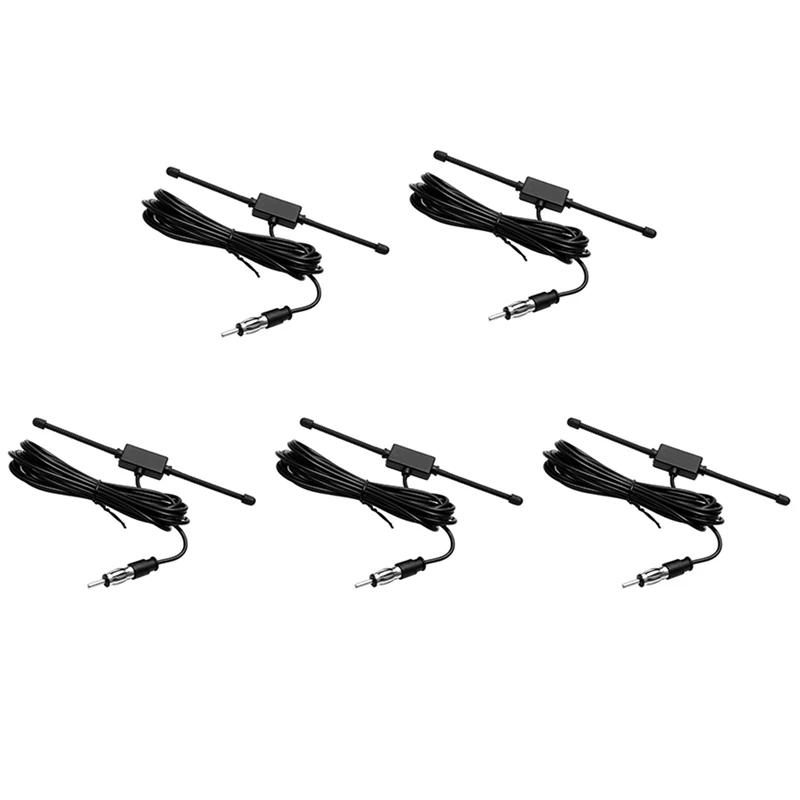 

5X Black Universal Car Boat Stereo AM FM Dipole Antenna Adhesive Mount Glass Antenna Radio Antenna