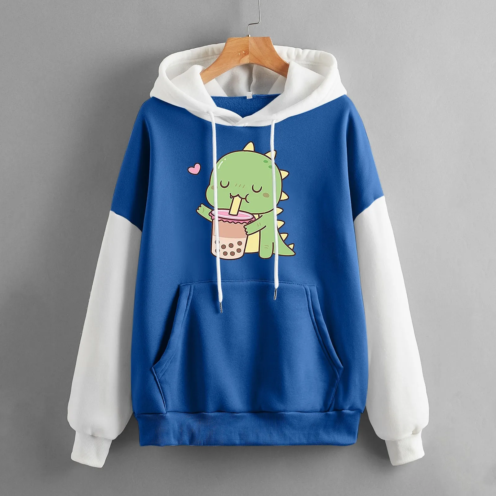 

Womens Casual Long Sleeve Cute Dinosaur Printed Hoodies Pullover Drawstring Sweatshirt Top Blouse Quarter Zip Pullover Women