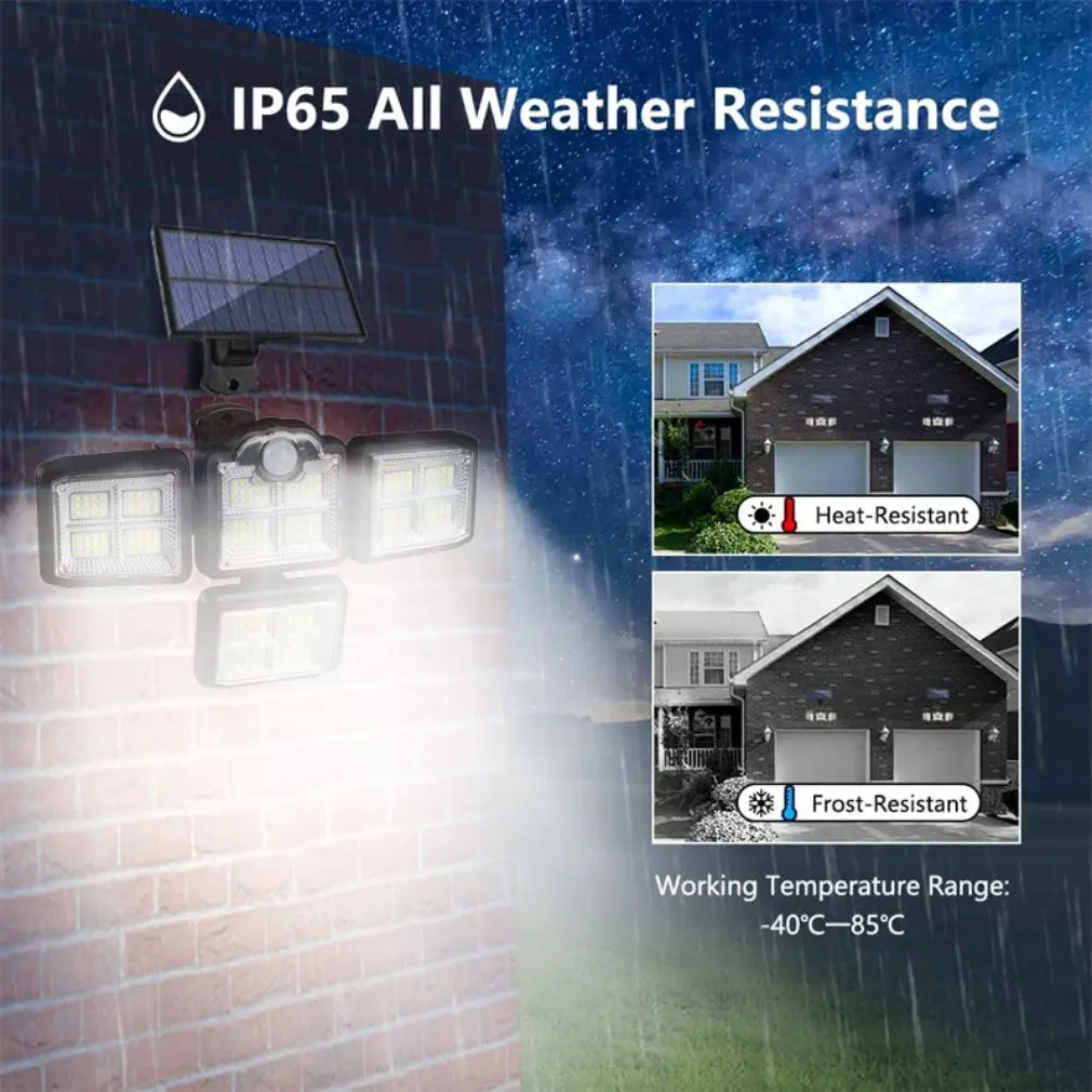 

Настенная лампа с датчиком движения, 2024 светодиодов, водонепроницаемая настенная лампа на солнечной батарее, внешнее водонепроницаемое ночное освещение