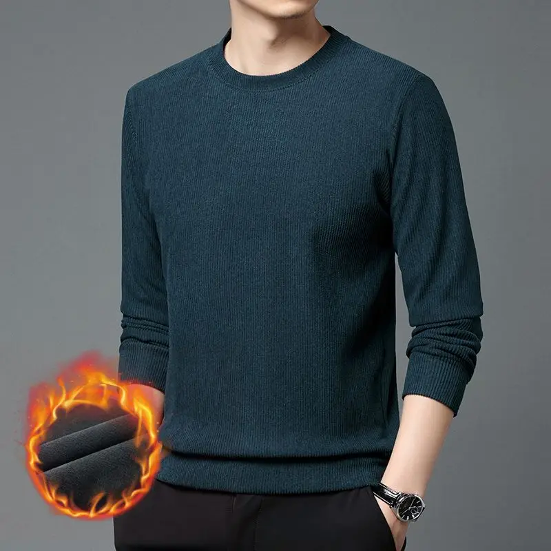 Мужской вельветовый свитшот теплый однотонный полосатый плотный Повседневный