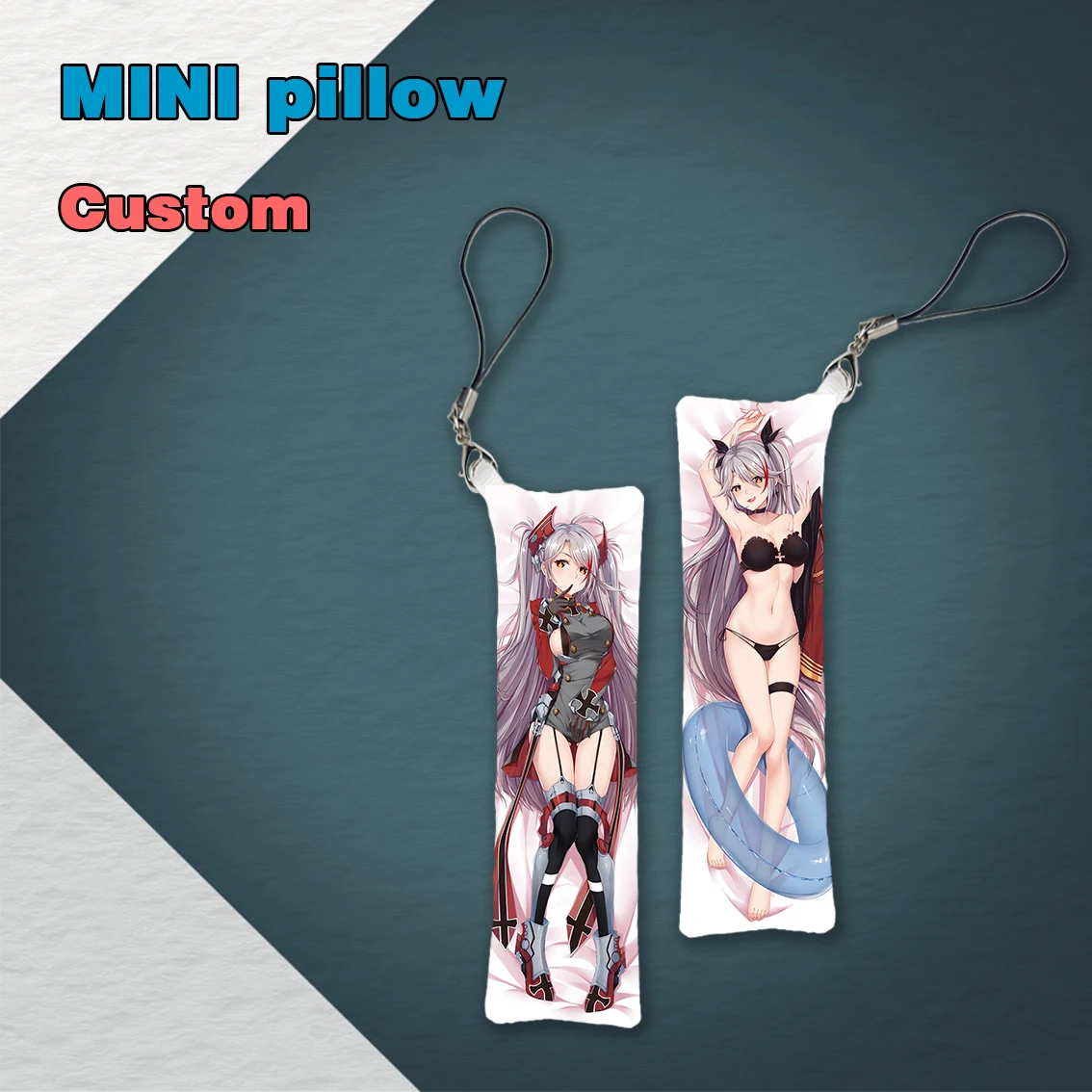 

Anime Game Azur Lane Prinz Eugen Mini Dakimakura Keychain Pillow Hanging Ornament Phone Strap Cute Gift 3x10cm