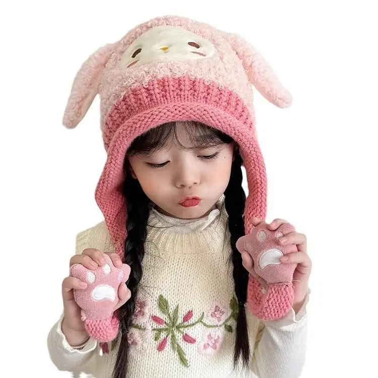 Детская шапка осенне-зимняя женская новинка 2024 детские вязаные шерстяные