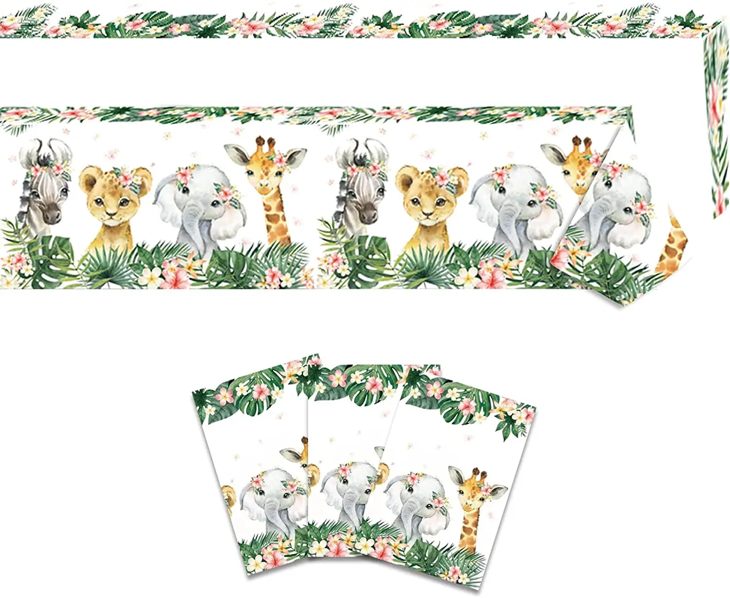 

Wild One Tablecloth Jungle Safari Party Plastic Tablecloth Table Cover for Girl Animal Birthday Party Baby Shower Decoration