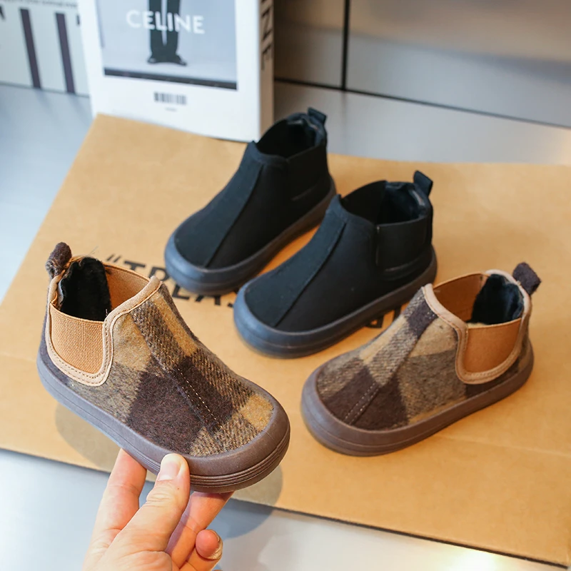 

2023 Autumn Winter Baby Boys Girls Boots Anti-Slippery Kids Casual Shoes Soft-soled Children Plush Boots Infant Toddler Shoes
