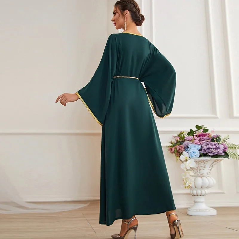Ramadan Eid Satin Abaya Dubai Turkey Islam Muslim Arabic Long Dress Kaftans Caftan Dresses for Women Robe Longue Femme Musulmane