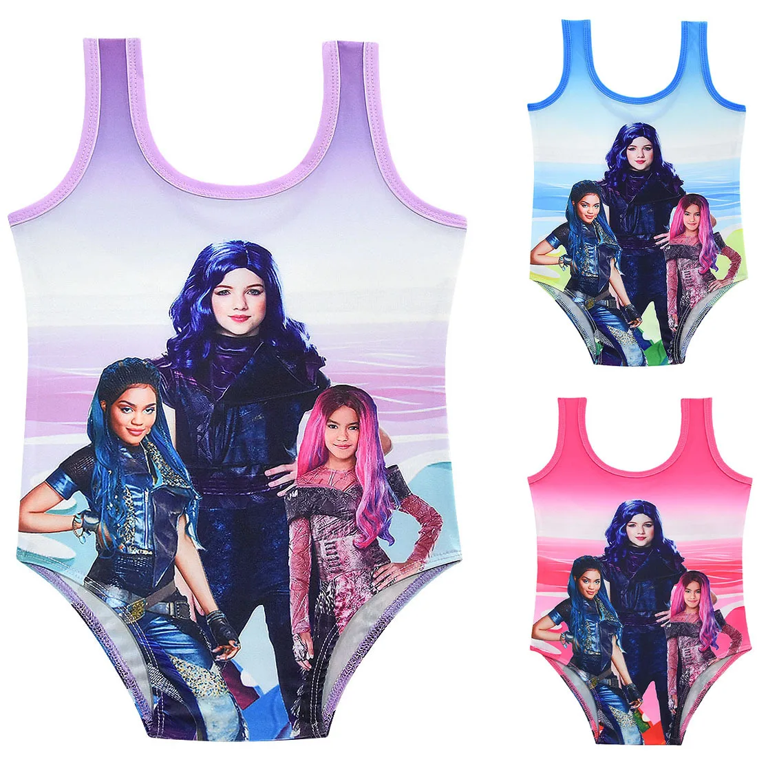

2022 New Disney Female Descendants3 Cartoon Print Comfortable and Cute Body One Piece Swimsuit