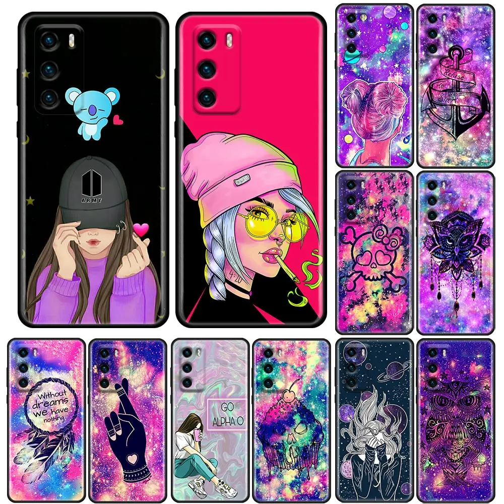 

Phone Case for Huawei P50 P50E P40 P30 P20 P10 Smart 2021 Pro Lite 5G Plus Soft Silicone Case Cover Brightly Colored Overlay