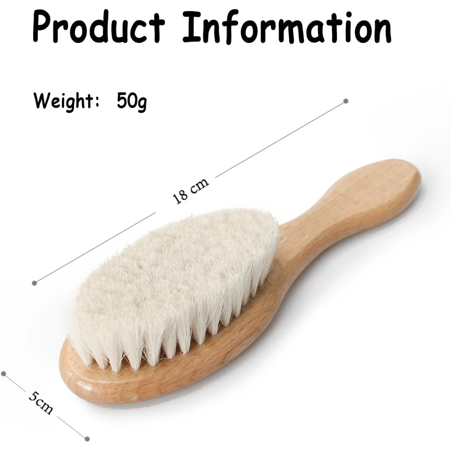Деревянная детская щетка для волос BoAn натуральная мягкая козья щетина