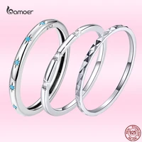 bamoer 100 925 sterling silver exquisite circle turquoisezircon charm ring for women stackable finger ring trendy jewelry gift