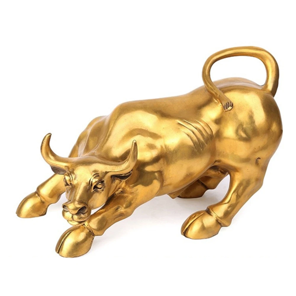 Латунная Скульптура Быка на стену и в уличном стиле медный подарок-талисман