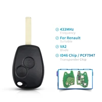 2 buttons remote key for renault kangoo ii clio 3 duster modus twingo dacia logan 433mhz pcf7947 chip