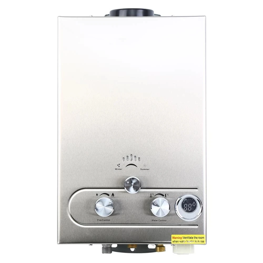 8L Propane Gas LPG Boiler Instant 2GPM Tankless Hot Water Heater Stainless Steel LCD With Shower Head